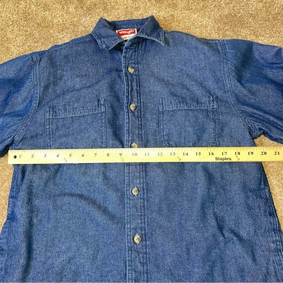 Wrangler Men’s Denim Trucker Jacket Blue Polyester Lined L Chambray Shacket - Picture 7 of 10